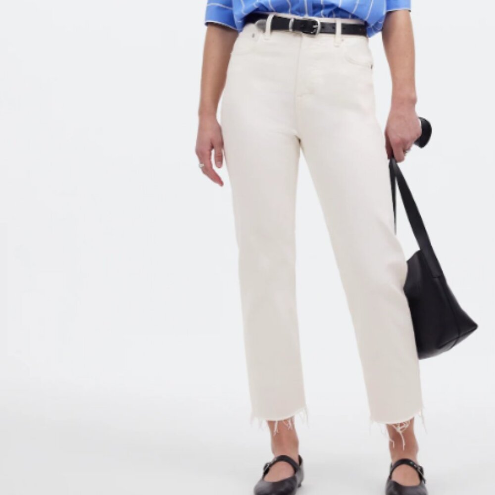 Madewell The 90's Straight Crop Jean in Tile White, size 26
